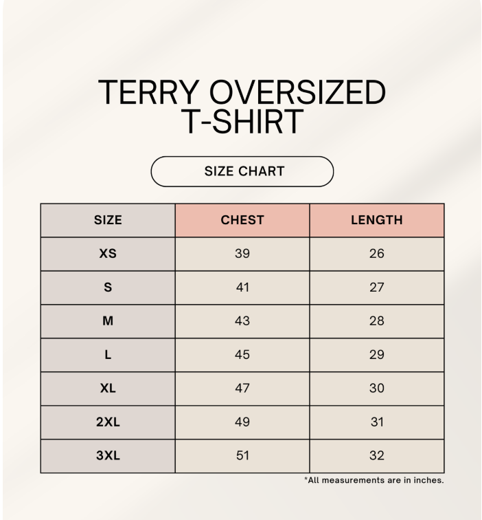 ZANKX : Unisex Terry Oversized Tee